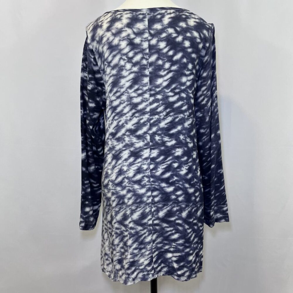 Soft Surroundings long sleeve pockets tie dye tunic blouse blue gray womens M - Picture 3 of 12